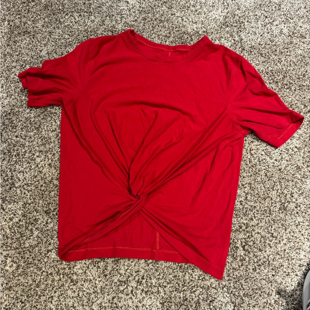 Red lululemon twist crop.